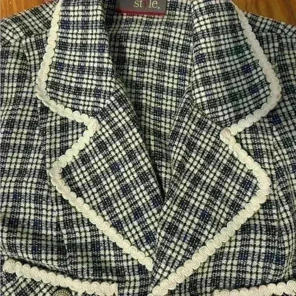 Veronica Beard Inspired Navy Plaid Blazer By New York Style Sz 10 NWOT - Picture 4 of 7